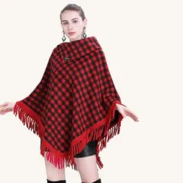 Red and Black Checkered Poncho