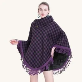Purple and Black Checkered Poncho