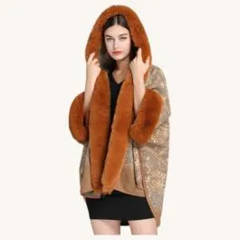 Poncho with Fox Fur Hood