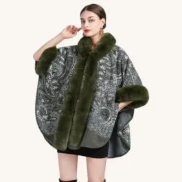 Poncho with Green Fur Hood