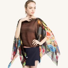Black Floral Summer Poncho