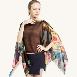 Black Floral Summer Poncho