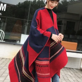 Blue and Red Women’s Poncho