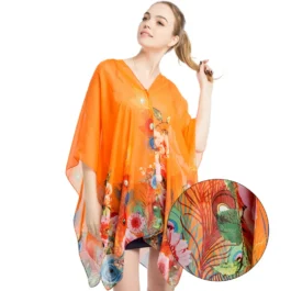 Orange Floral Summer Poncho