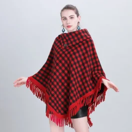 Red and Black Checkered Poncho
