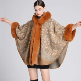 Poncho with Fox Fur Hood