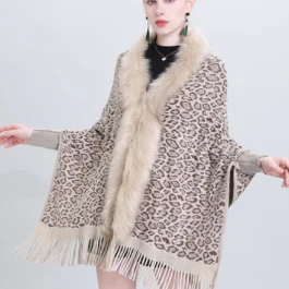 Leopard Pattern Fur Poncho