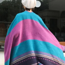 Purple and Blue Poncho Shawl