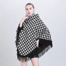 Black and White Checkered Poncho