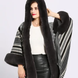 Black Fur Poncho Coat