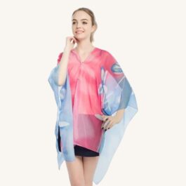 Pink and Blue Summer Poncho Tunic