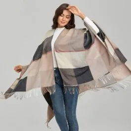 Women’s Beige Check Cape