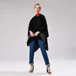 Women’s Black Poncho Cape