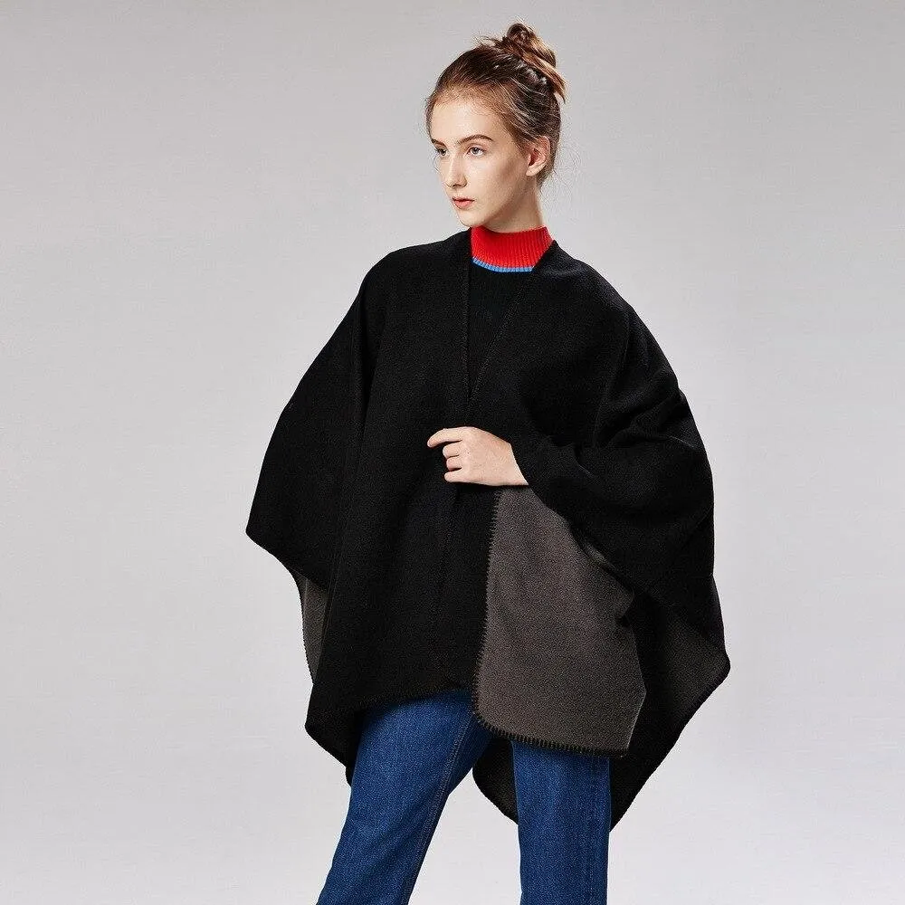 Women's Black Poncho Cape
