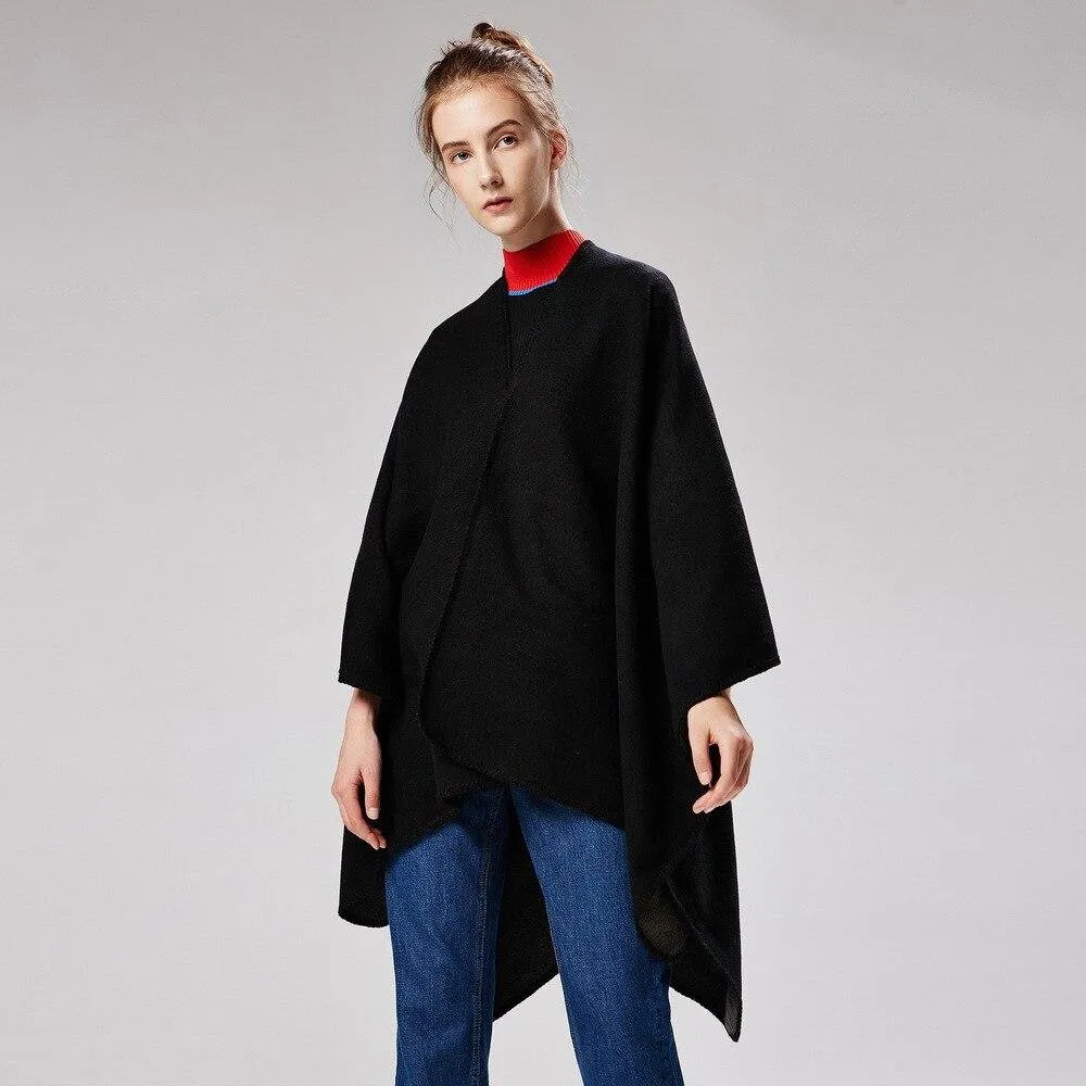 Women's Black Poncho Cape