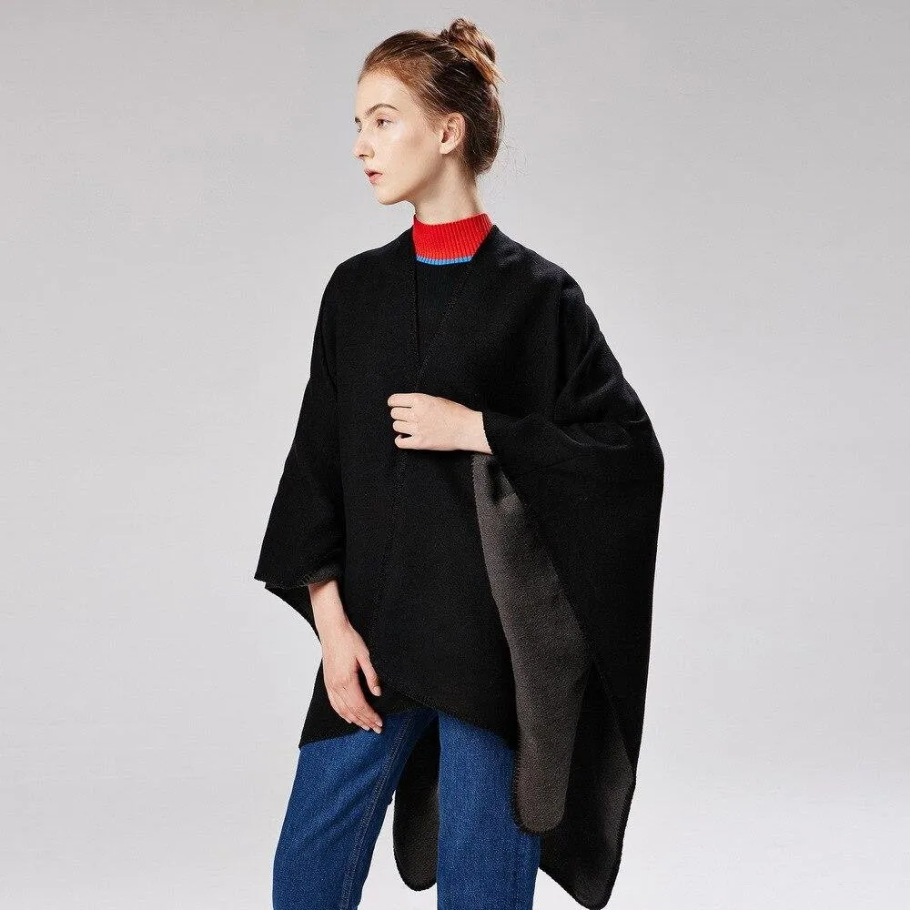 Women's Black Poncho Cape