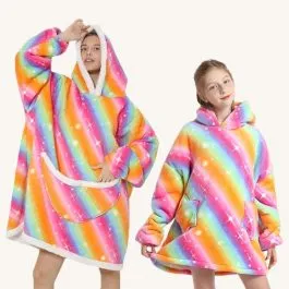 Multicolored Fleece Poncho Plaid