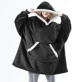 Fleece hooded poncho