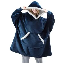 Fleece hooded poncho