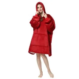 Red Fleece Color Poncho