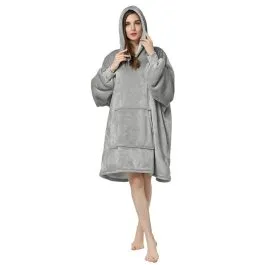 Gray Fleece Poncho